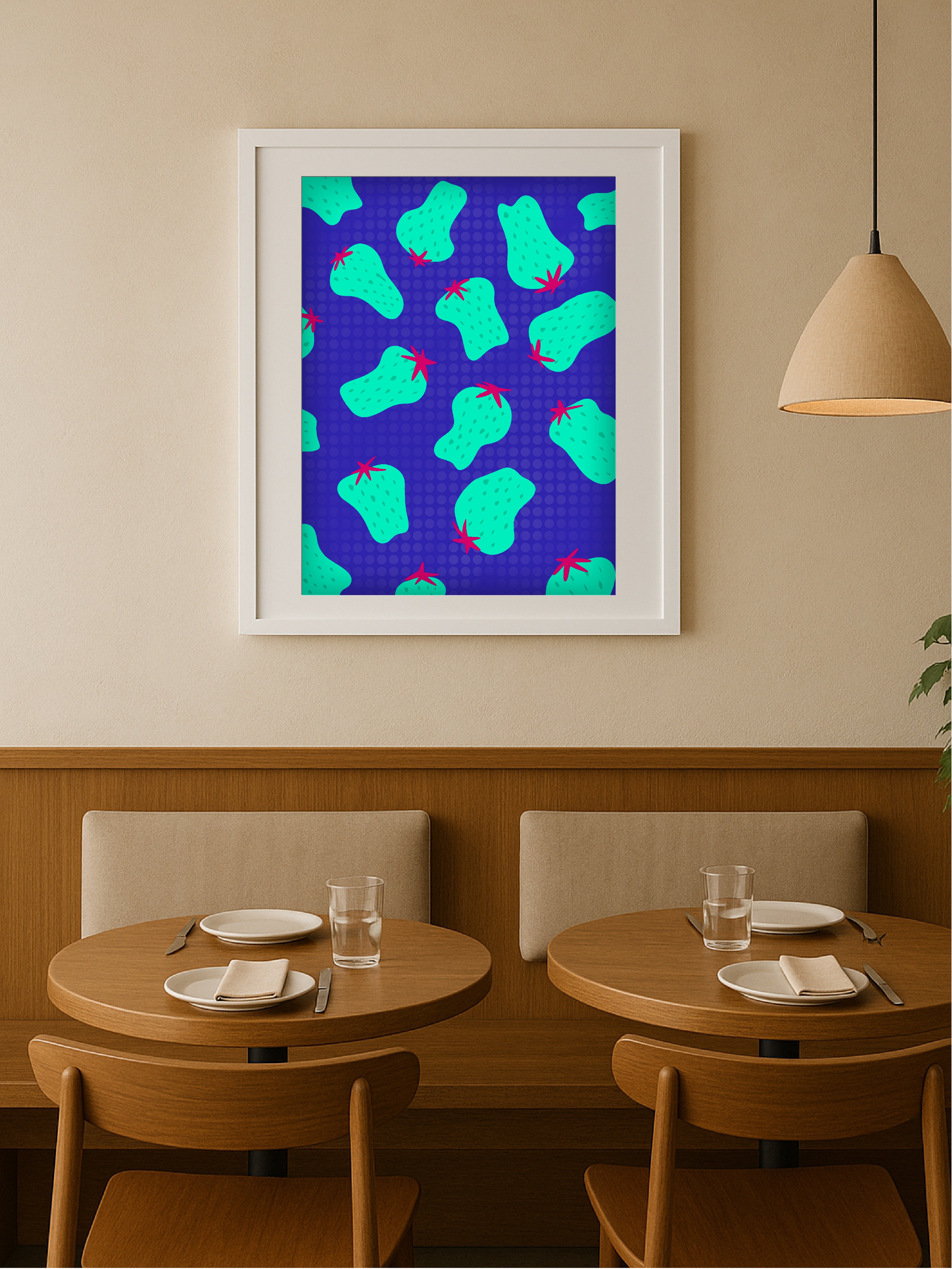 Electric Cyan Strawberry Poster