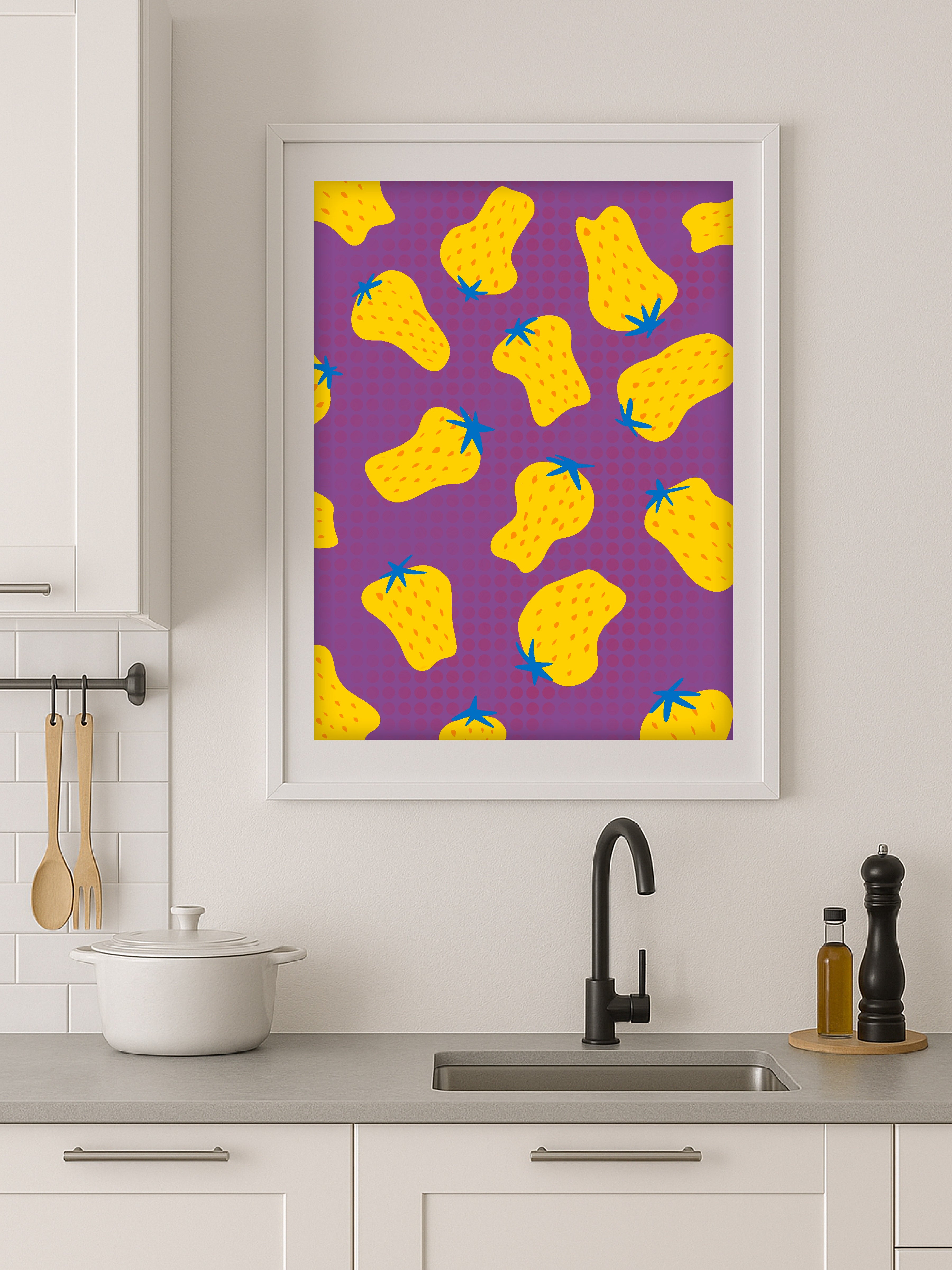 Yellow Strawberry Poster